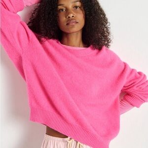 American Vintage Bright Pink Crew Neck Sweater